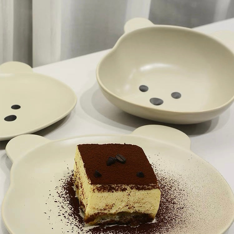 Cute Korean Style Bear Shape Breakfast Plates and Bowls