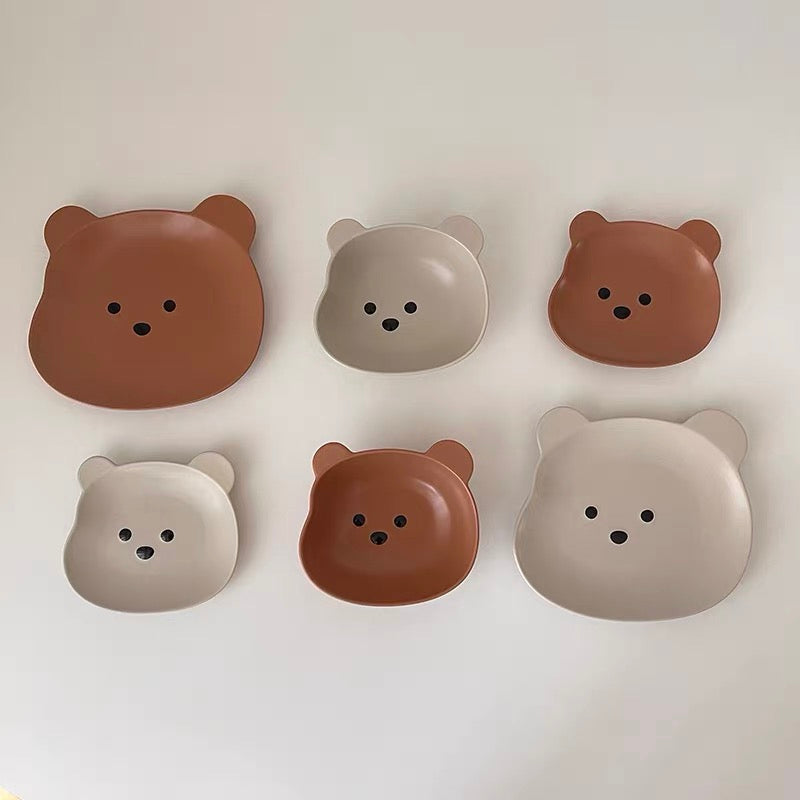 Cute Korean Style Bear Shape Breakfast Plates and Bowls