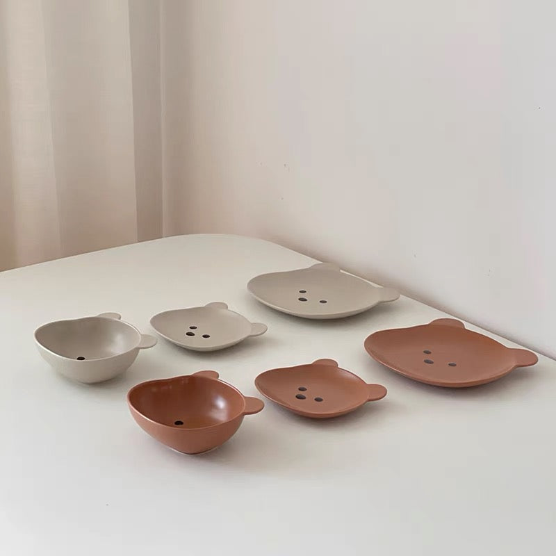 Cute Korean Style Bear Shape Breakfast Plates and Bowls