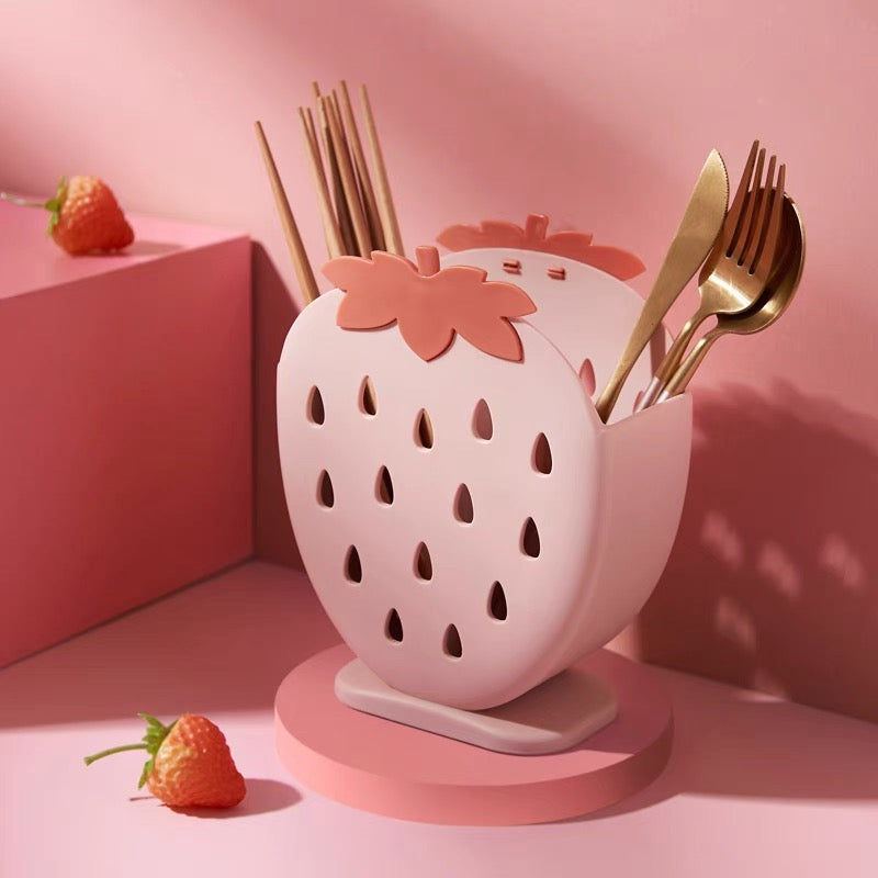 Cute Strawberry Kitchen Storage Cutlery Holder