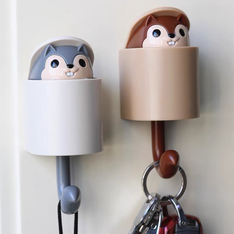 Cartoon Animal Pop-Out Squirrel Head Wall Hanger Hook