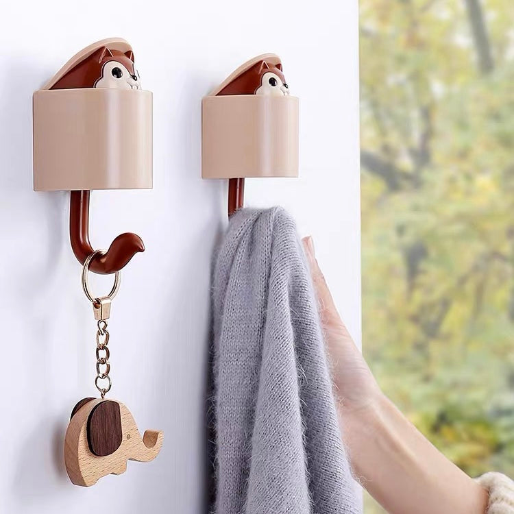 Cartoon Animal Pop-Out Squirrel Head Wall Hanger Hook
