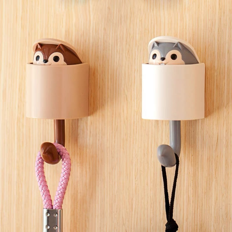 Cartoon Animal Pop-Out Squirrel Head Wall Hanger Hook