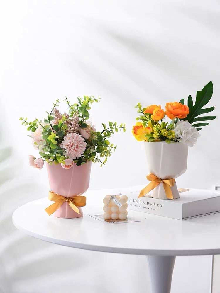 Cute Bouquet Shape Flower Ceramic Home Decor Vase