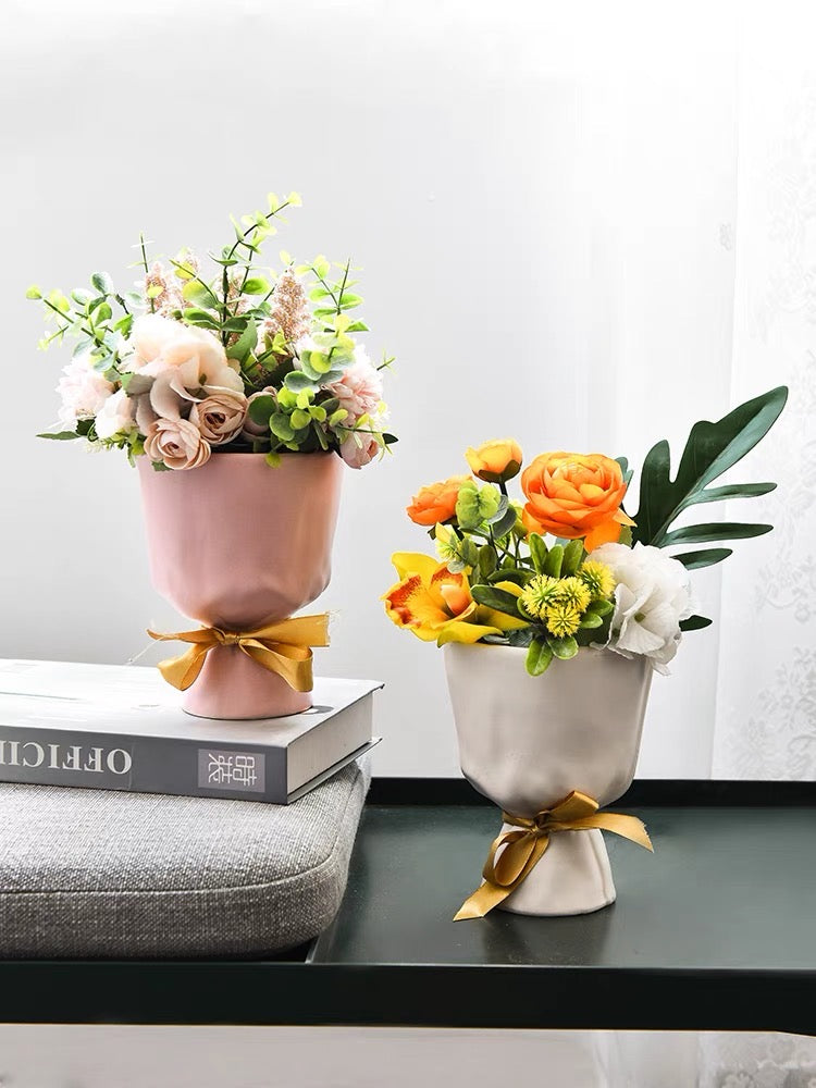Cute Bouquet Shape Flower Ceramic Home Decor Vase