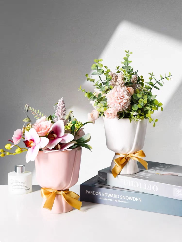 Cute Bouquet Shape Flower Ceramic Home Decor Vase