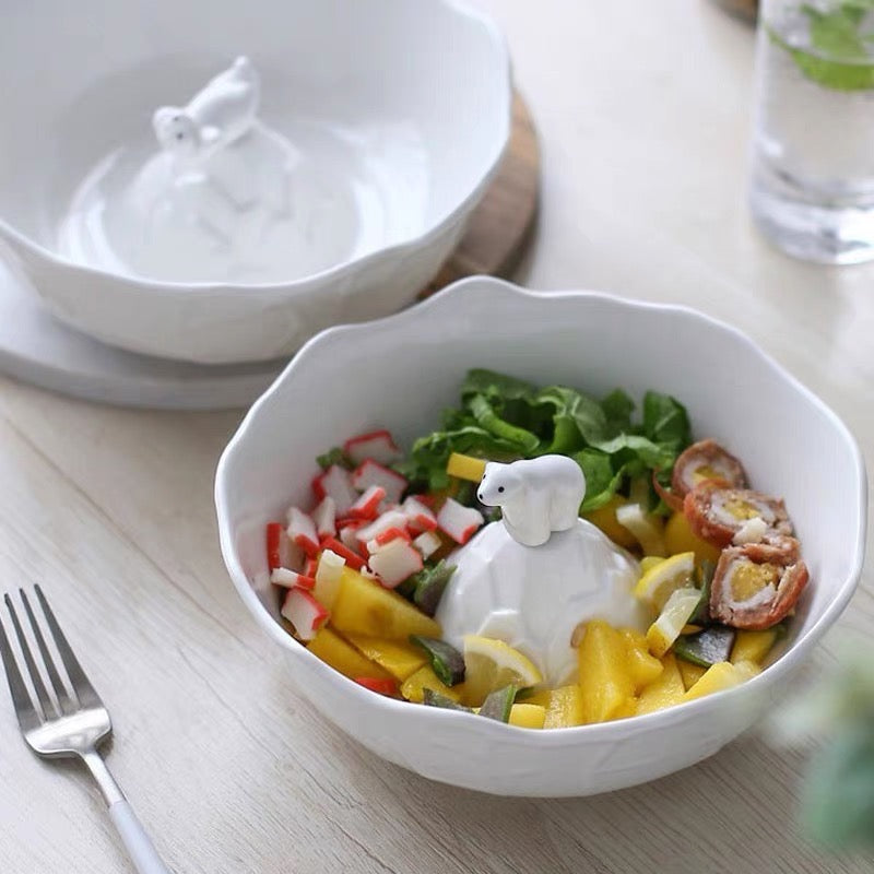 Cute 3D Polar Bear Iceberg Ceramic Soup Bowl