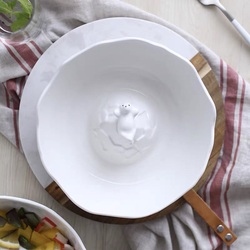 Cute 3D Polar Bear Iceberg Ceramic Soup Bowl