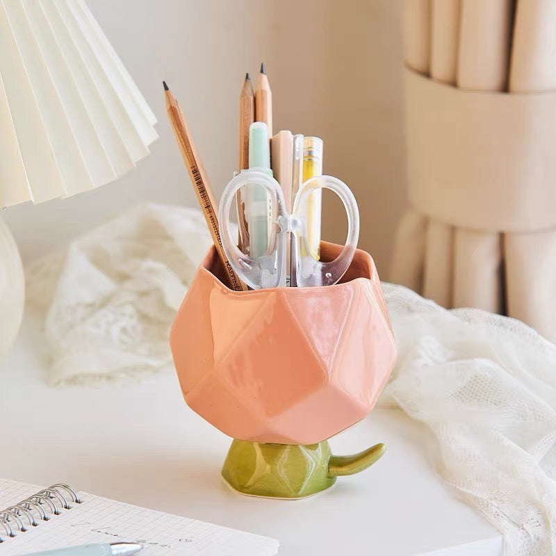 Cute Tulip Shape Ceramic Pen & Cosmetic Brush Holder