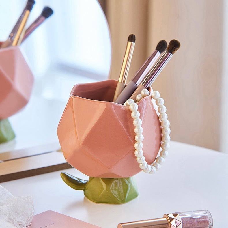 Cute Tulip Shape Ceramic Pen & Cosmetic Brush Holder