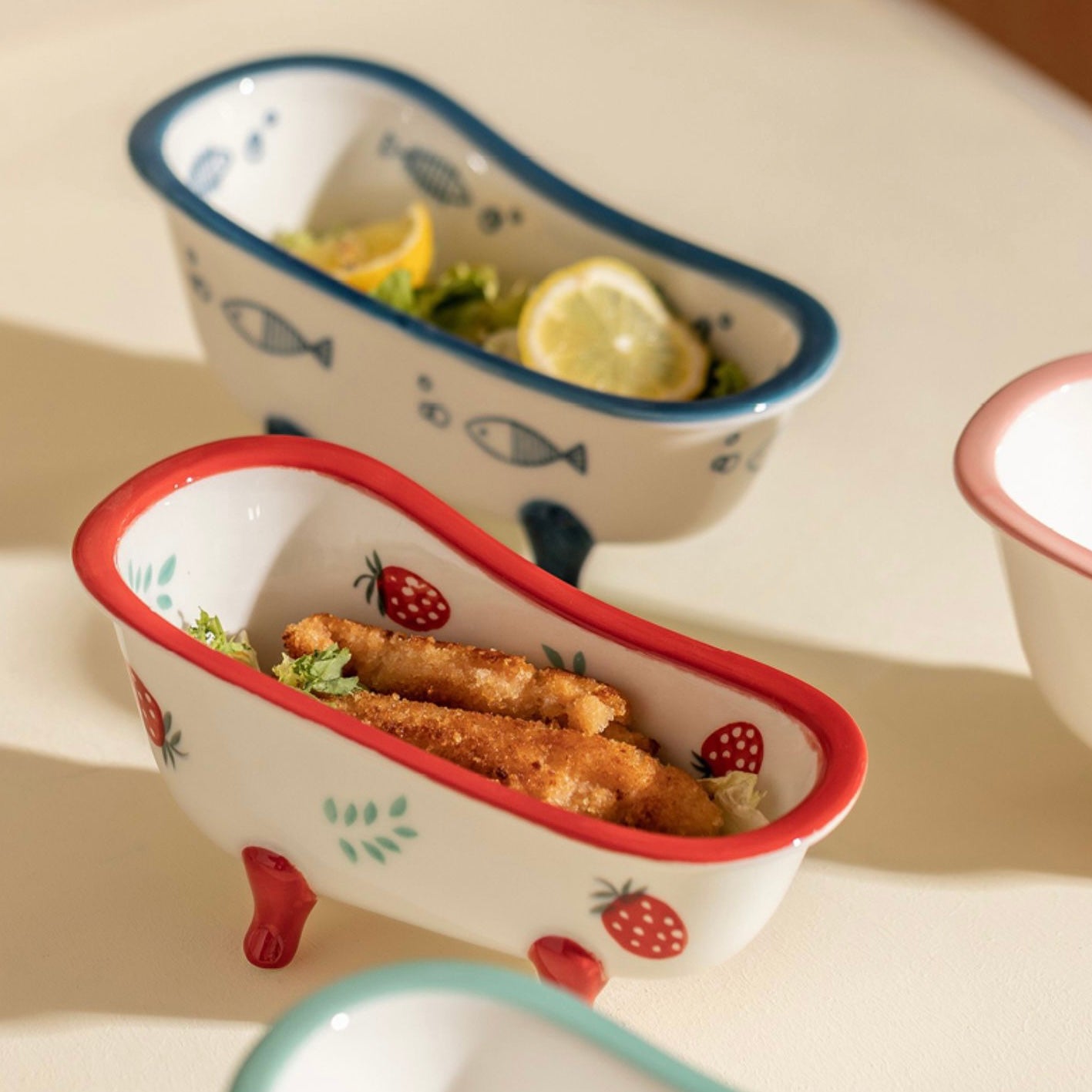 Cute Colourful Bathtub Shape Dessert & Snack Bowl