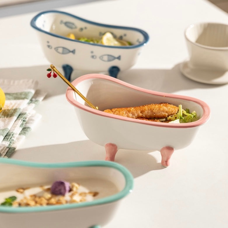 Cute Colourful Bathtub Shape Dessert & Snack Bowl
