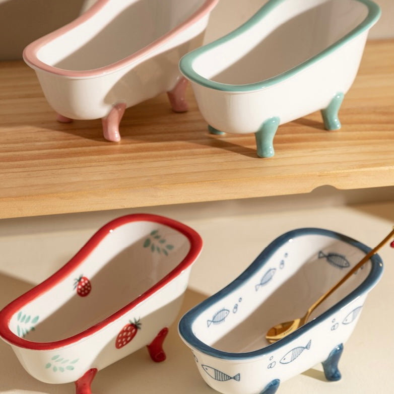Cute Colourful Bathtub Shape Dessert & Snack Bowl