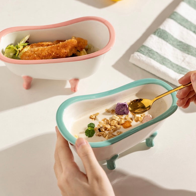 Cute Colourful Bathtub Shape Dessert & Snack Bowl