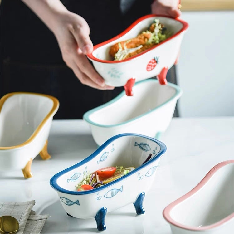 Cute Colourful Bathtub Shape Dessert & Snack Bowl