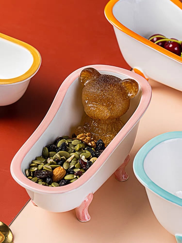 Cute Colourful Bathtub Shape Dessert & Snack Bowl