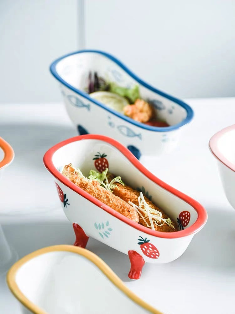 Cute Colourful Bathtub Shape Dessert & Snack Bowl
