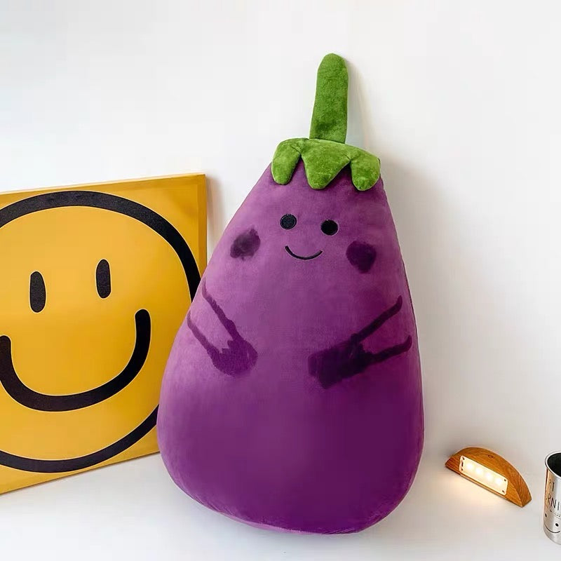 Kawaii Smiley Mr Eggplant Fluffy Plush Toy