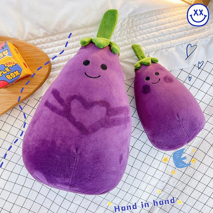 Kawaii Smiley Mr Eggplant Fluffy Plush Toy