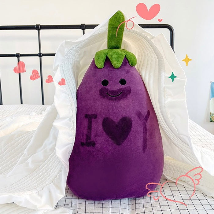 Kawaii Smiley Mr Eggplant Fluffy Plush Toy