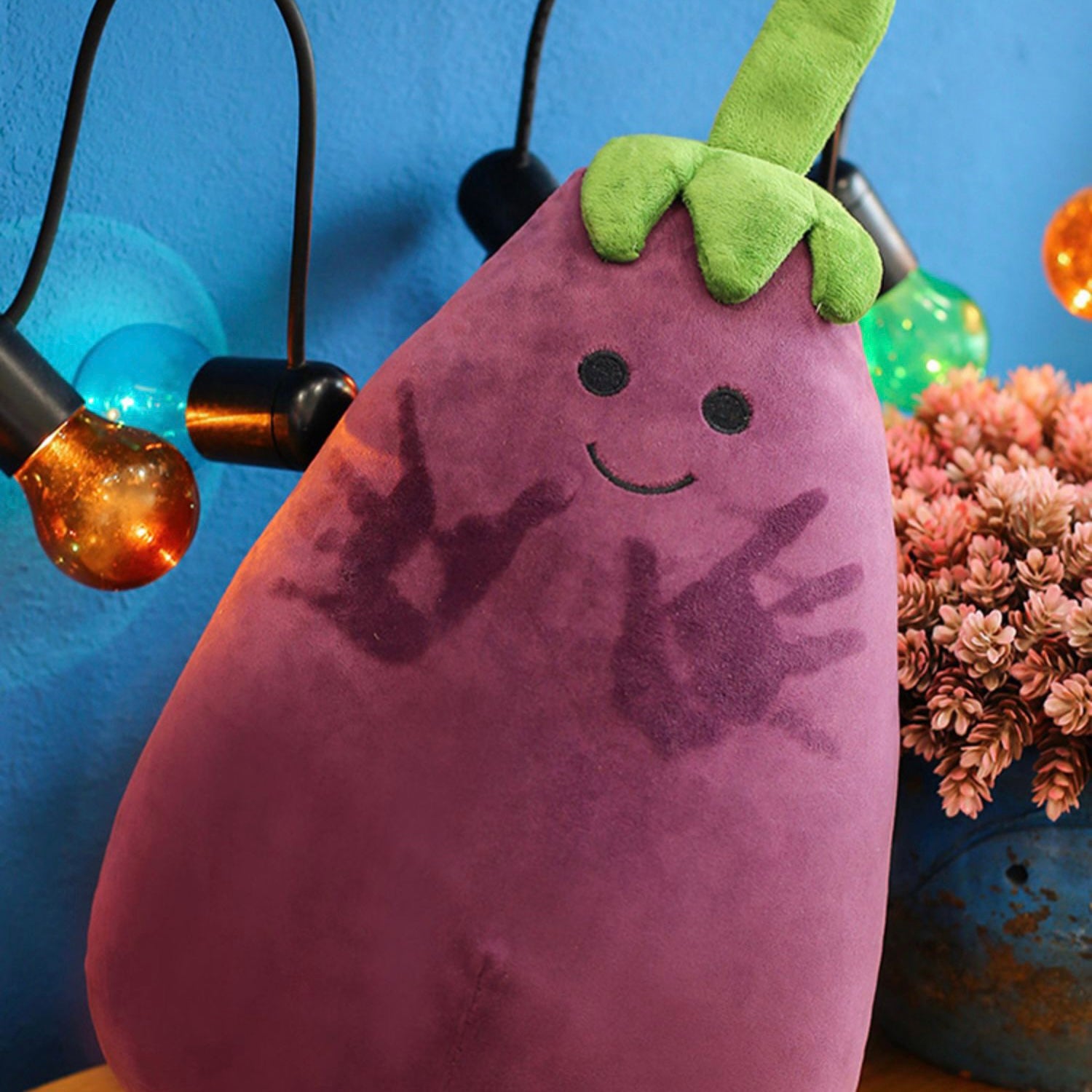 Kawaii Smiley Mr Eggplant Fluffy Plush Toy