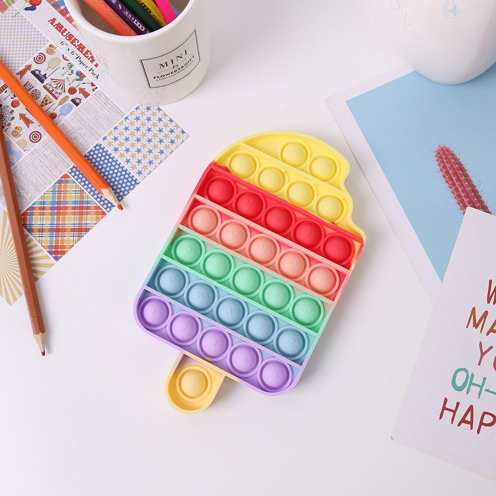 Cute Pastel Colour Popsicle Cupcake Stress Relief Fidget Push Bubble Popping Toy