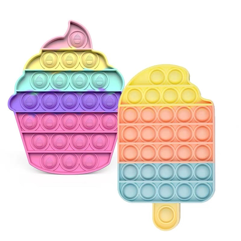 Cute Pastel Colour Popsicle Cupcake Stress Relief Fidget Push Bubble Popping Toy