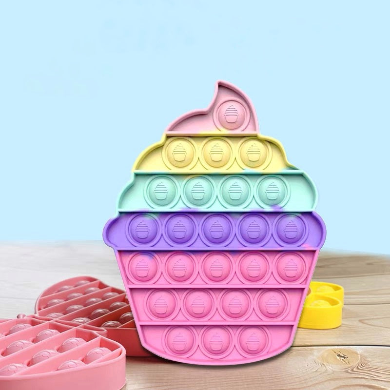 Cute Pastel Colour Popsicle Cupcake Stress Relief Fidget Push Bubble Popping Toy