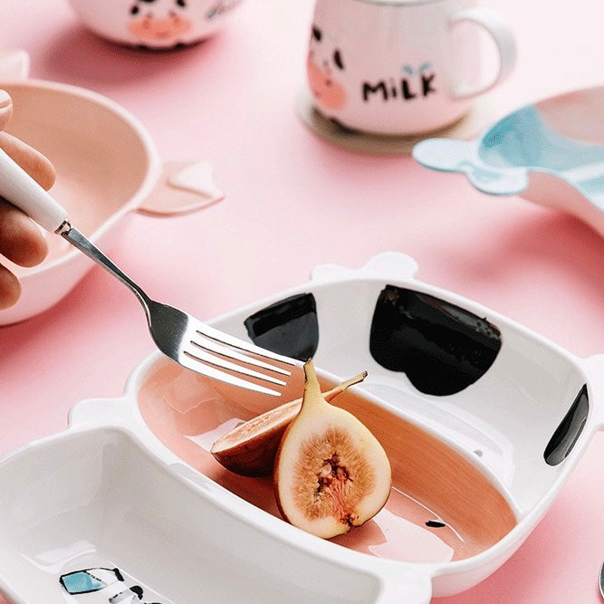Cute Baby Whale Piggy & Cow Hand Painted Ceramic Plates