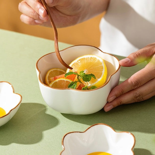Cute Sunshine Fried Egg Ceramic Bowl & Plate Set