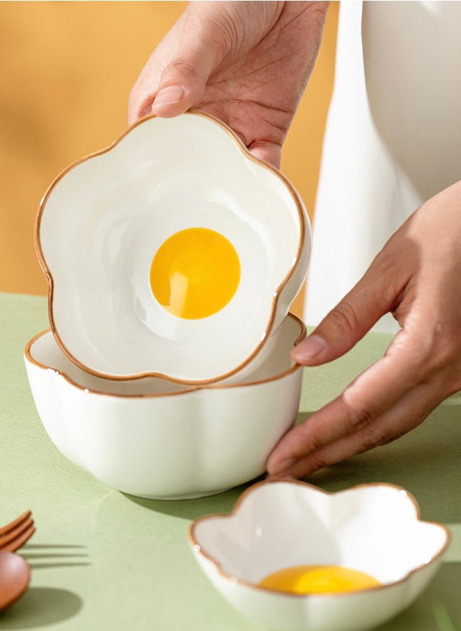 Cute Sunshine Fried Egg Ceramic Bowl & Plate Set