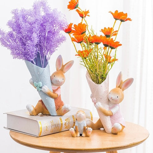 Kawaii Blushing Bunny Rabbit Home Decor Vase