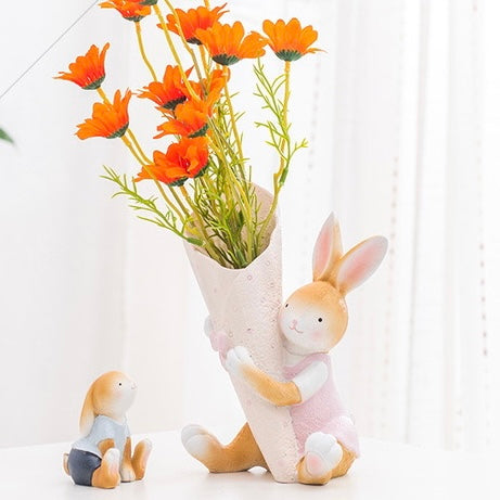 Kawaii Blushing Bunny Rabbit Home Decor Vase