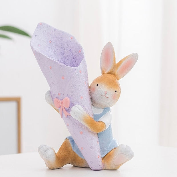 Kawaii Blushing Bunny Rabbit Home Decor Vase