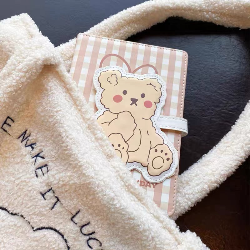 Cute Kawaii Bear & Bunny Leather Flap Journal Diary Planner Notebook