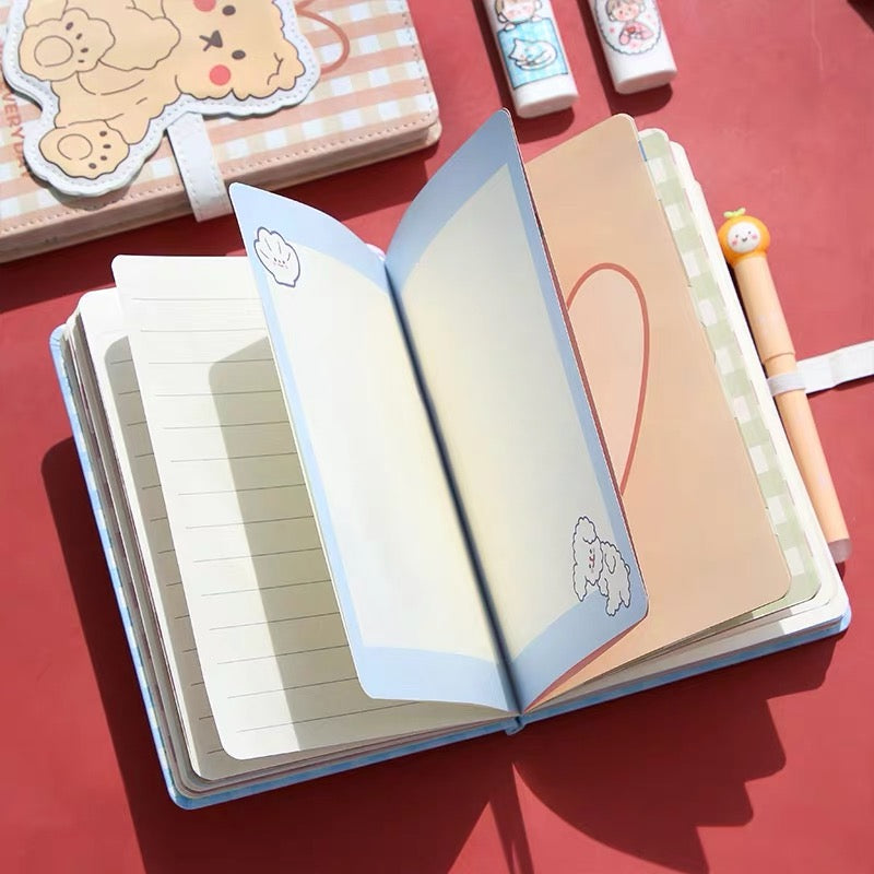 Cute Kawaii Bear & Bunny Leather Flap Journal Diary Planner Notebook