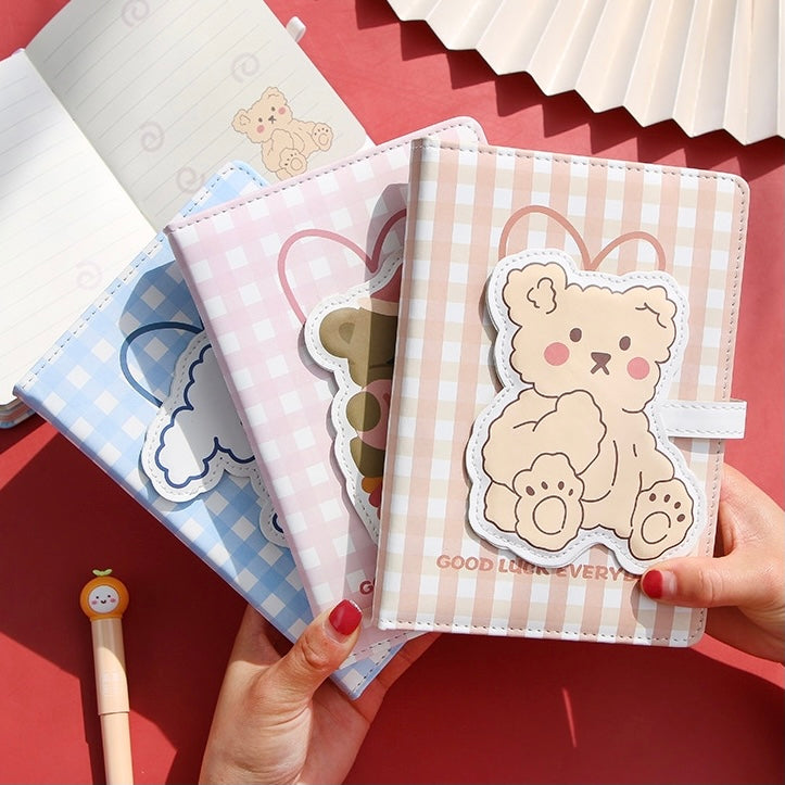 Cute Kawaii Bear & Bunny Leather Flap Journal Diary Planner Notebook