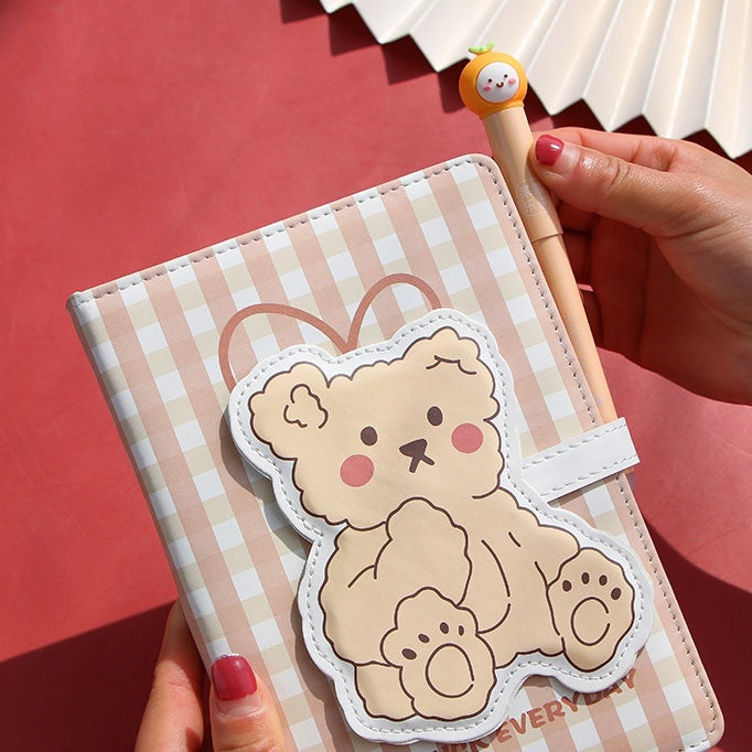 Cute Kawaii Bear & Bunny Leather Flap Journal Diary Planner Notebook