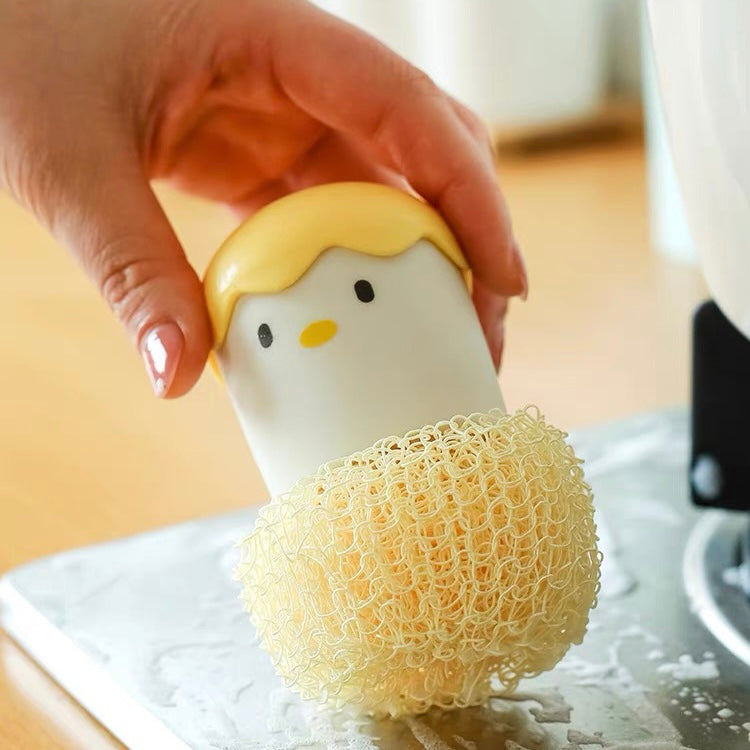 Cute Eggy Cartoon Kitchen Silicone Dishwashing Sponge Brush