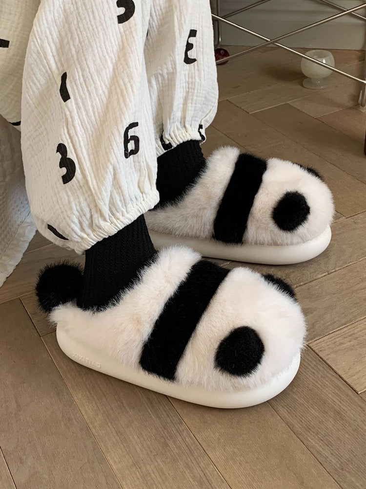 Cute Fluffy Panda Soft Winter Home Slippers