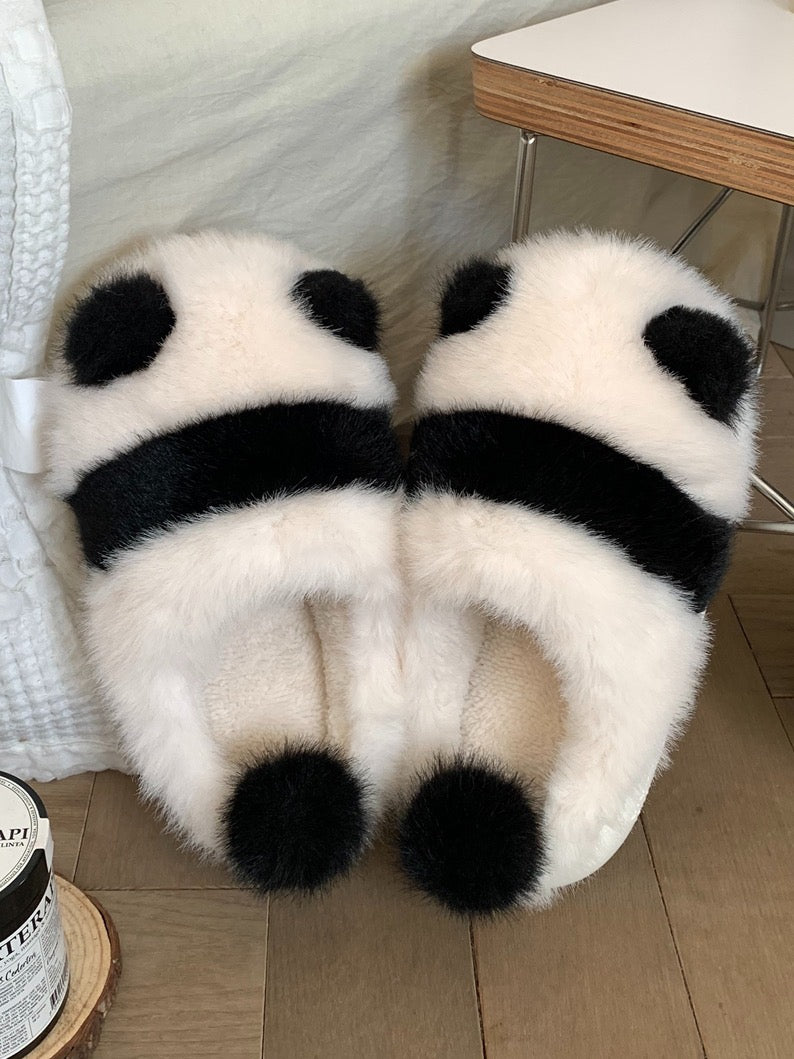 Cute Fluffy Panda Soft Winter Home Slippers