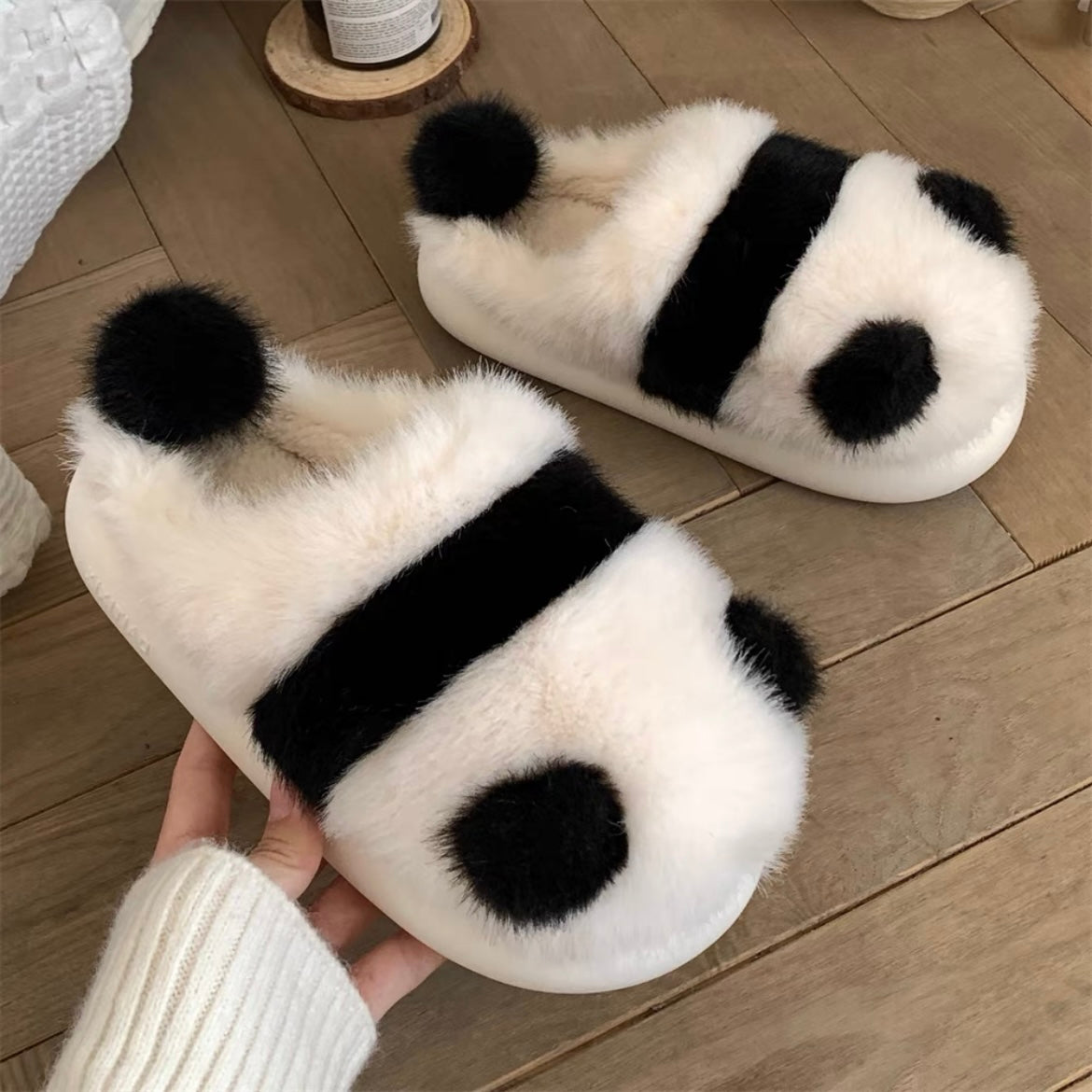 Cute Fluffy Panda Soft Winter Home Slippers