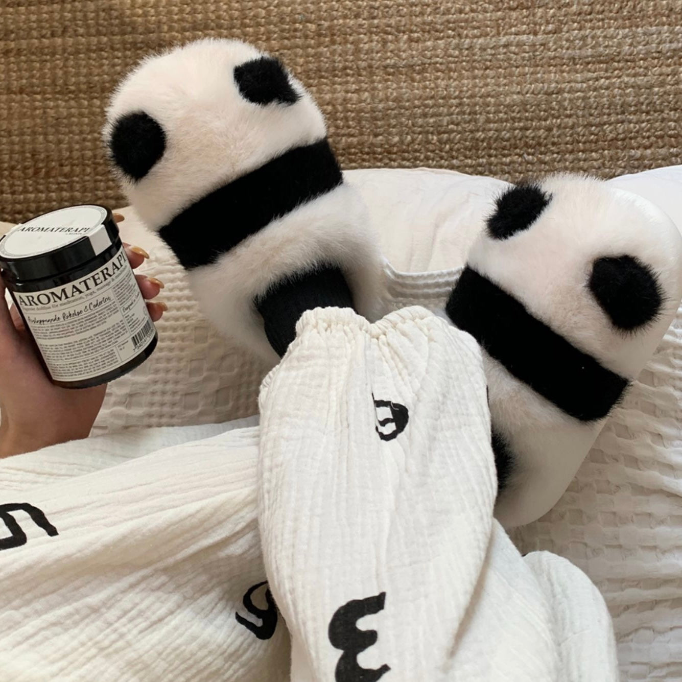 Cute Fluffy Panda Soft Winter Home Slippers