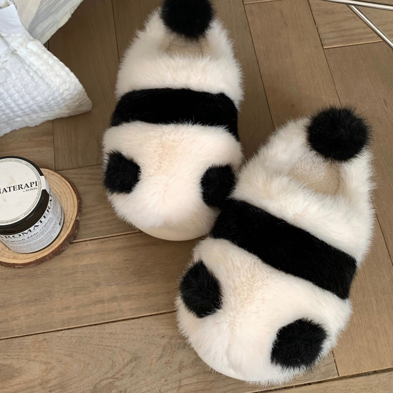 Cute Fluffy Panda Soft Winter Home Slippers
