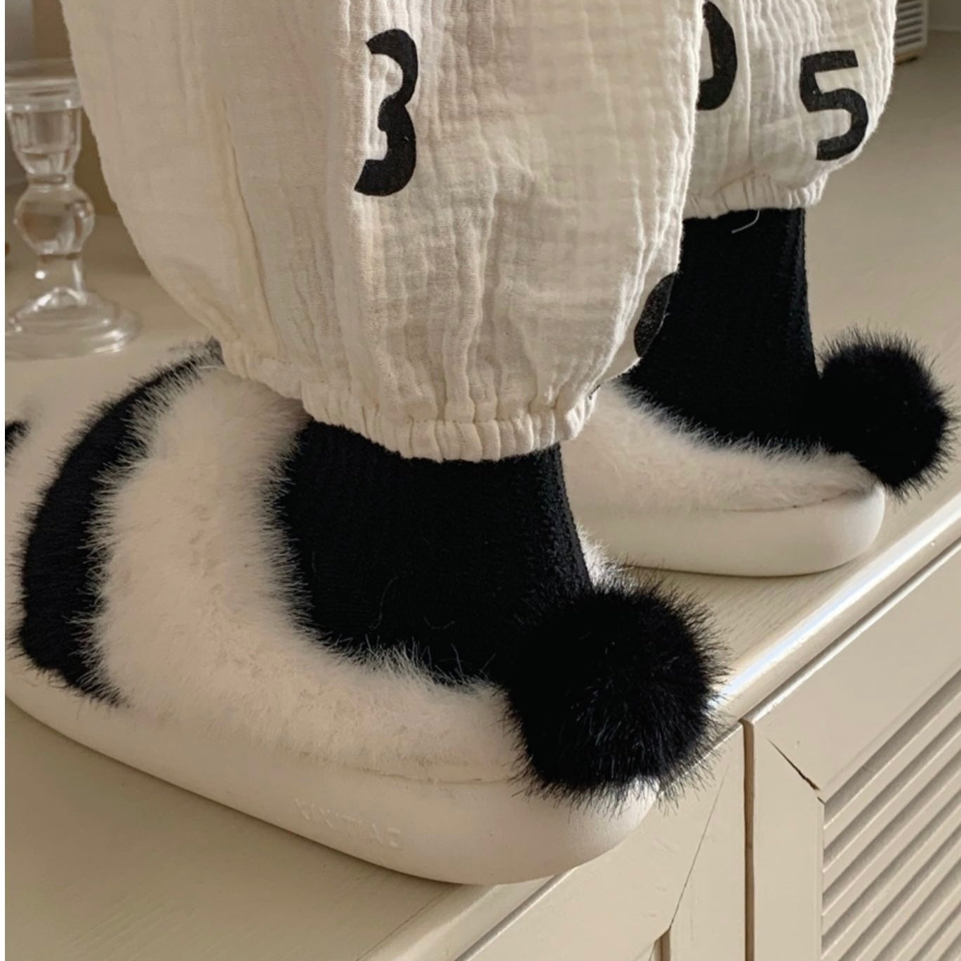Cute Fluffy Panda Soft Winter Home Slippers