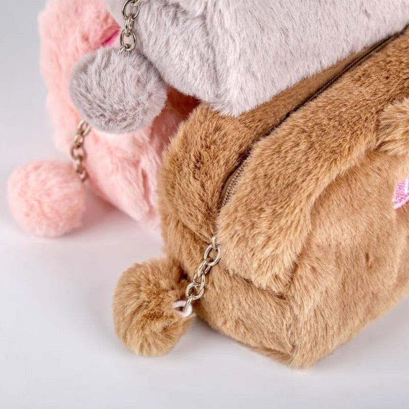 Cute Kawaii Korean Style Fluffy Eating Animal Pencil Case