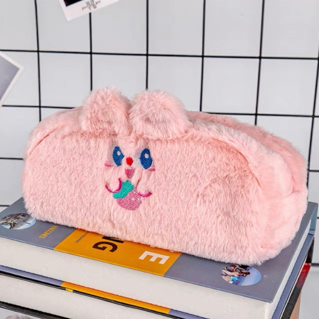 Cute Kawaii Korean Style Fluffy Eating Animal Pencil Case