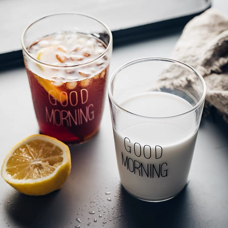 Cute Nordic Style Transparent Good Morning Glass Mug