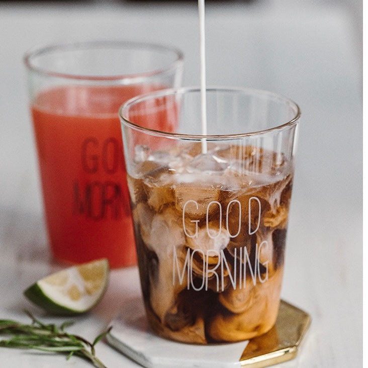 Cute Nordic Style Transparent Good Morning Glass Mug