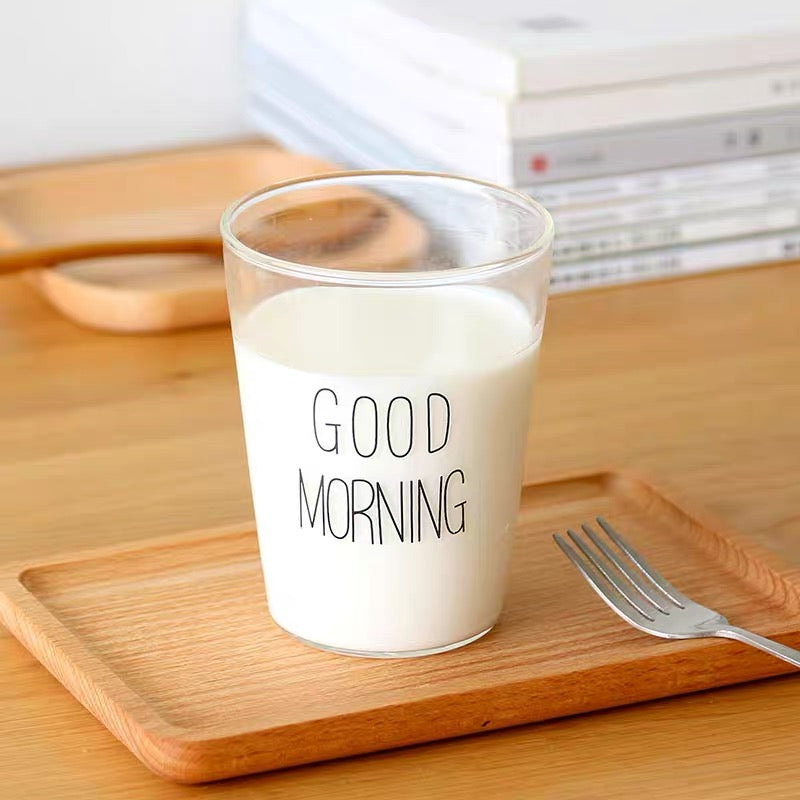 Cute Nordic Style Transparent Good Morning Glass Mug